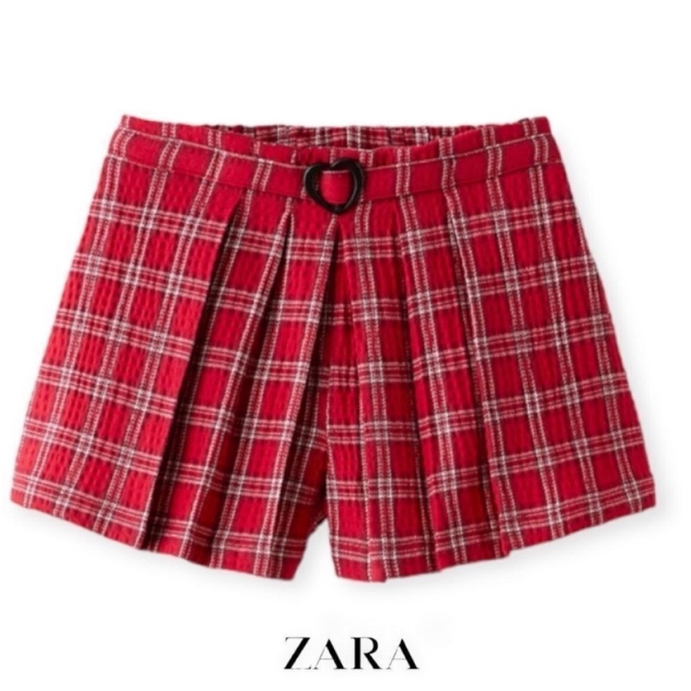 Zara kids, plaid box pleat shorts, 4-5 years